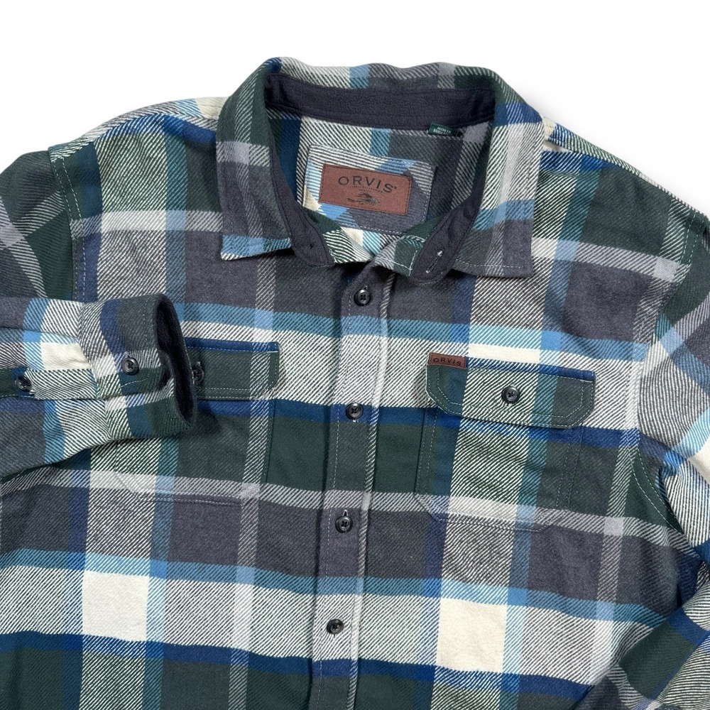 Orvis Shirt Men's XL Plaid Long Sleeve‎ Button Side Pockets Flannel Shacket